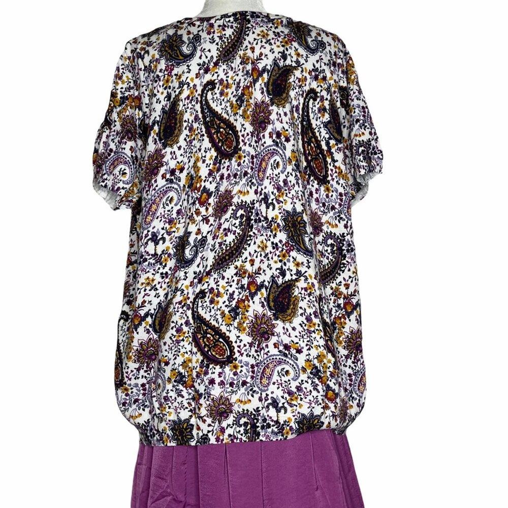 Jessica London Women's Plus Size Purple Paisley Blouse Short Sleeve Size 12 - Picture 6 of 7